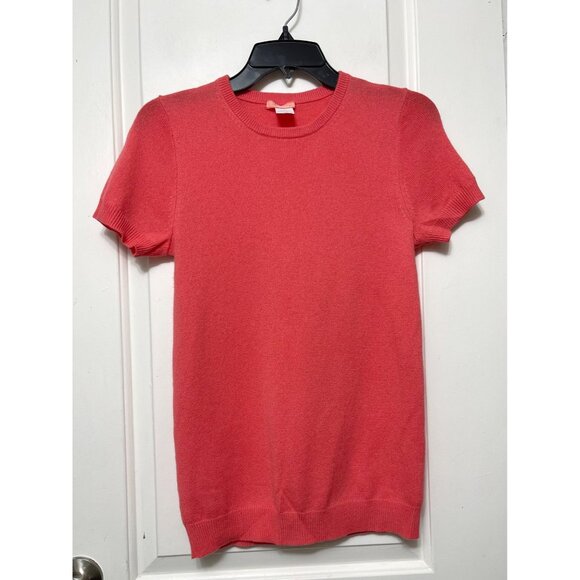 J.Crew 100% Cashmere Womens Short Sleeve Crewneck Sweater Coral Pink Size S - Picture 3 of 6
